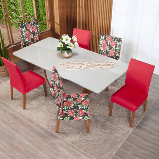 Kit 8 Capas de Cadeiras Natal Estampadas Ajustável com Elástico Malha Gel em Oferta na Shopee