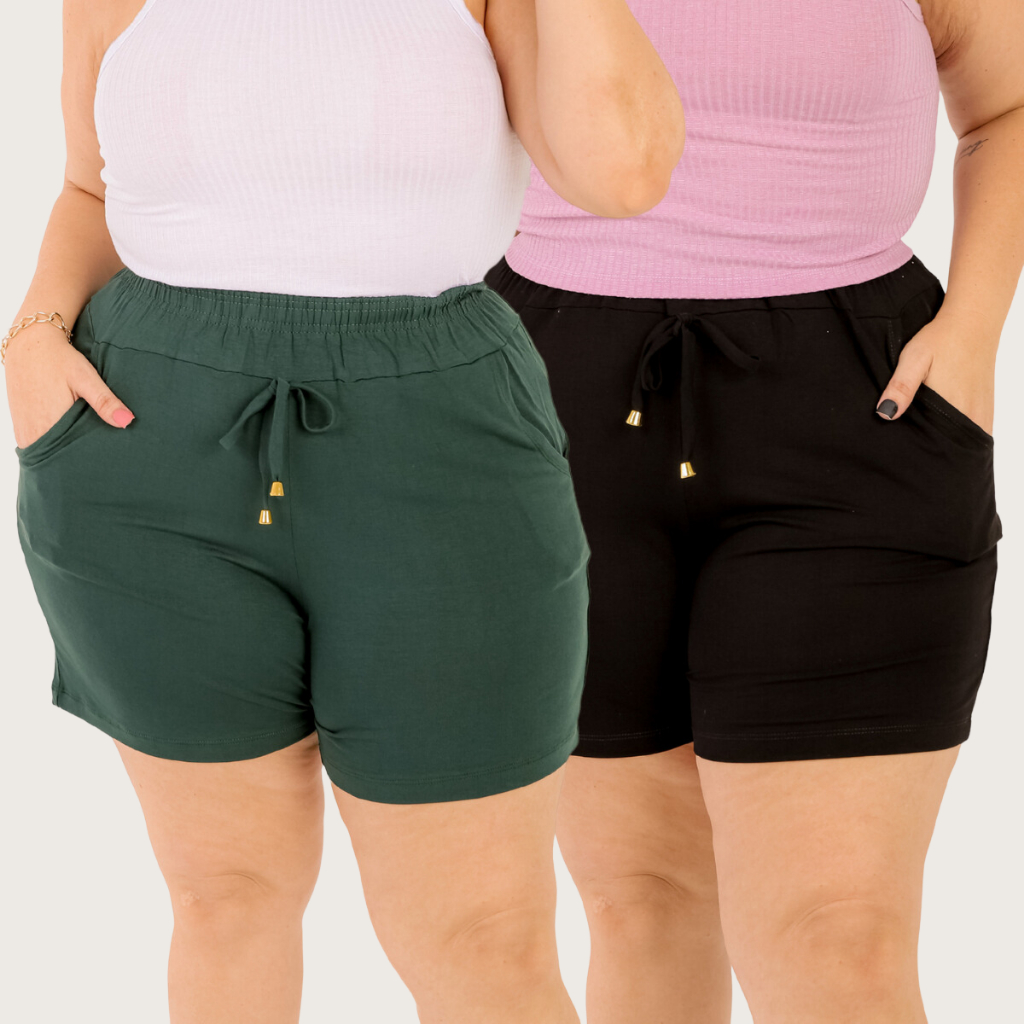 Kit 2 Short Plus Size Feminino Carnaval Verão G1 Ao G6 Malha Soltinho ...