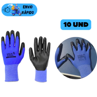 KIT 10 LUVA DE PROTEÇÃO NITRI WAVE EMBORRACHA RESISTENTE PARA MANUTENÇÃO MECANICO MONTADOR CA 38932