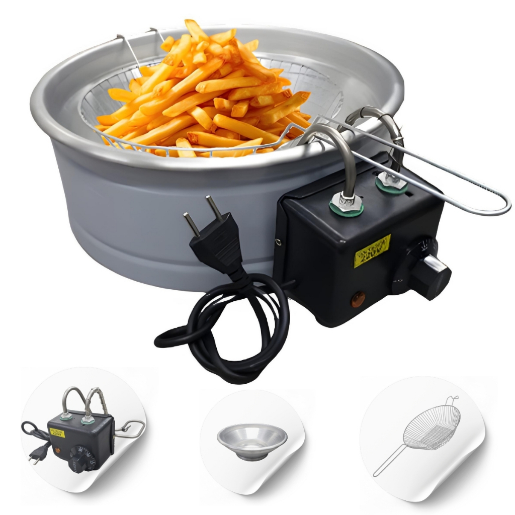 Fritadeira Elétrica Inox Redonda 5 Litros