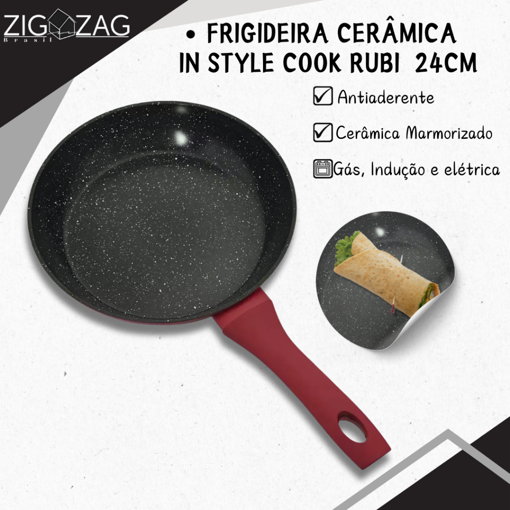 Frigideira Cerâmica IN STYLE COOK 24cm , Antiaderente, Livre de PFOA ...