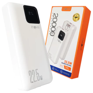 Carregador Portátil Power Bank 20000mAh 22.5W Turbo com 2 Cabos Inova