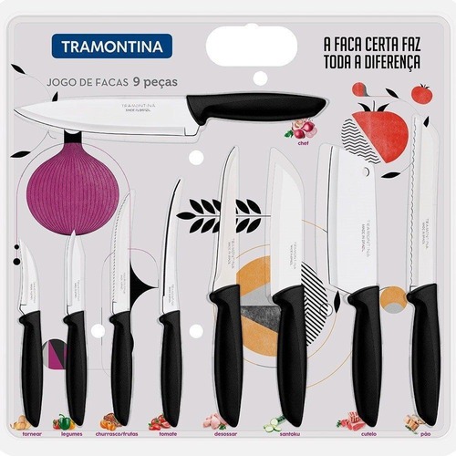 Tramontina Plenus – Coltello Per Verdura E Frutta 8 Cm – Lama In Acciaio Inox, Manico Nero