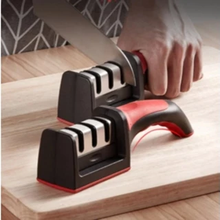 Amolador Afiador De Facas Em Aço Inox Com 3 Afiadores em Oferta na Shopee