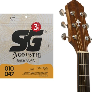 Kit 3 Encordoamento SG Violão Aço Triple Pack 010 Bronze 85/15 - Light em Oferta na Shopee