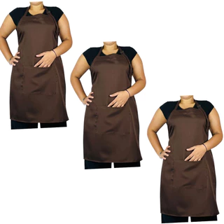 Kit com 3 Avental Inteiro Oxford Modelo Garçom de Cozinha com Bolso Frontal Ajustável