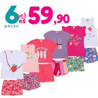 Kit 6 Peças de Roupas Infantil Menina Conjunto Infantil Menina Verão Bebê