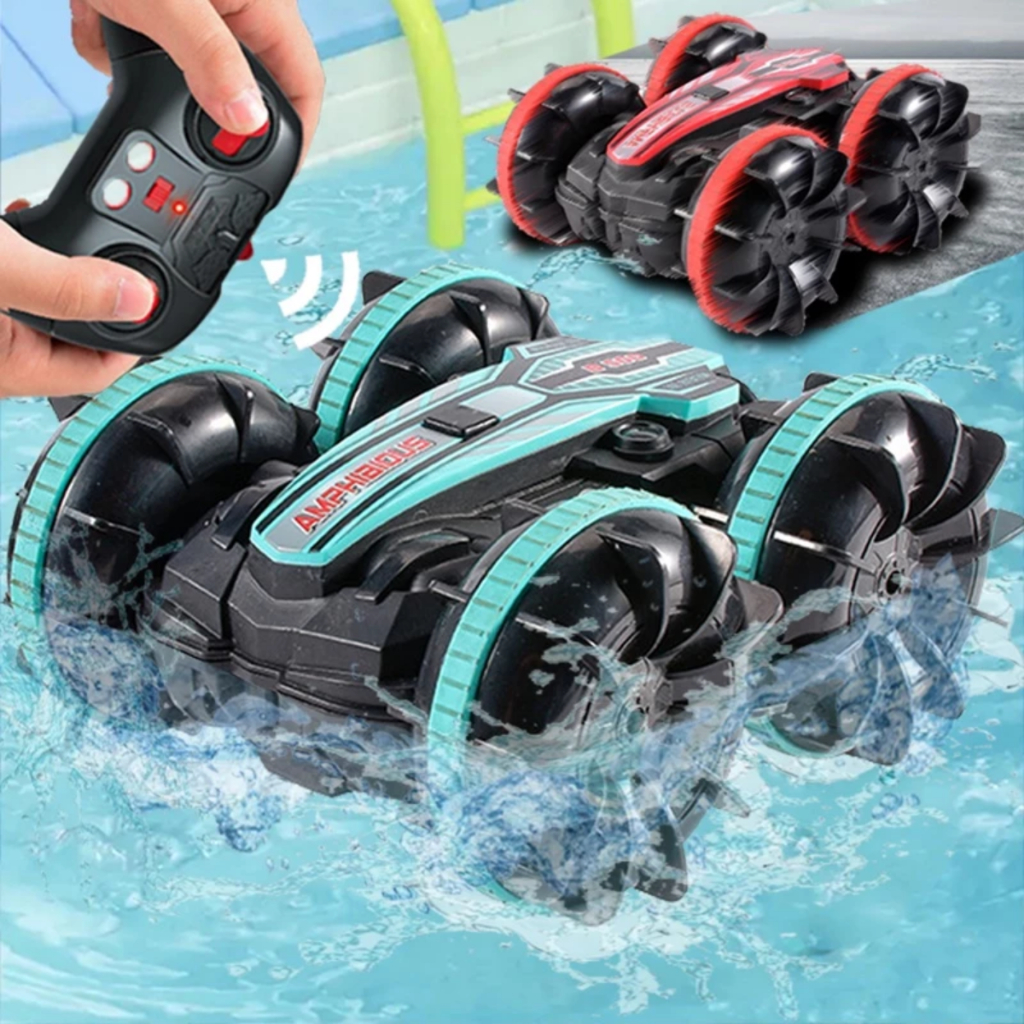Carro Controle Remoto Anfíbio RC 4WD Dupla Face 2.4GHz Anda na água ...