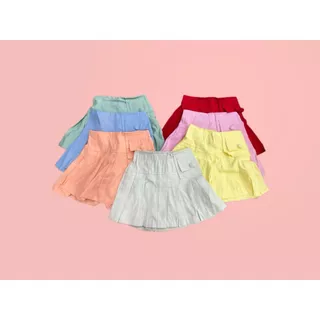 short saia plissada moda infantil