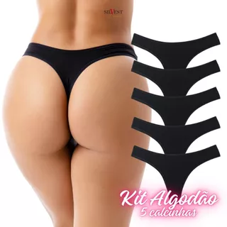 Kit 5 Calcinhas de Algodão Feminina Adulto Tanga Fio em Oferta na Shopee