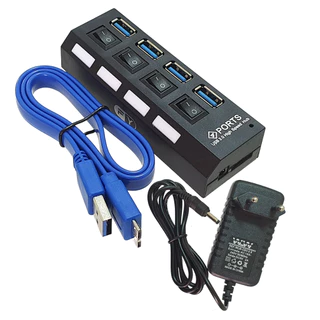 Hub Usb 4portas 3.0 Hi-speed C/fonte de reforço 5 Gbps para periféricos
