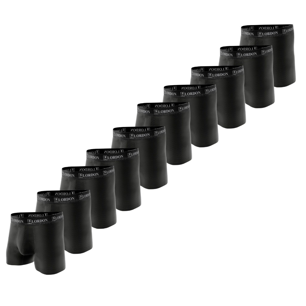 Kit 10 Cuecas Boxer Microfibra Lisa Preta Convencional