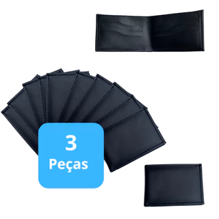 Kit 3 Unidades Carteira Masculina Em Couro Sintetico