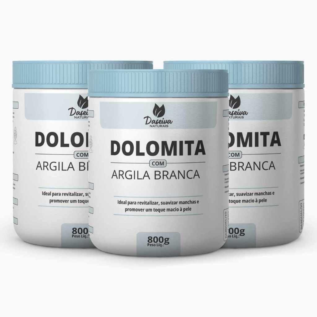 Dolomita com Argila Branca 800g Daeiva Naturais Kit 3 Unidades Máscara ...