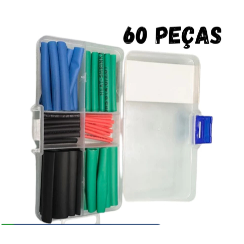 Kit Tubo Isolante Espaguete Termo Retratil - Para Emenda Fios, e Reparo em Cabos - 60 Peças