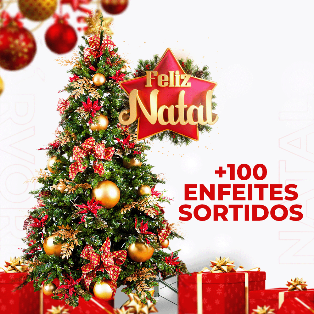 Árvore de Natal Decorada Completa Pinheiro Com Enfeites Arvore