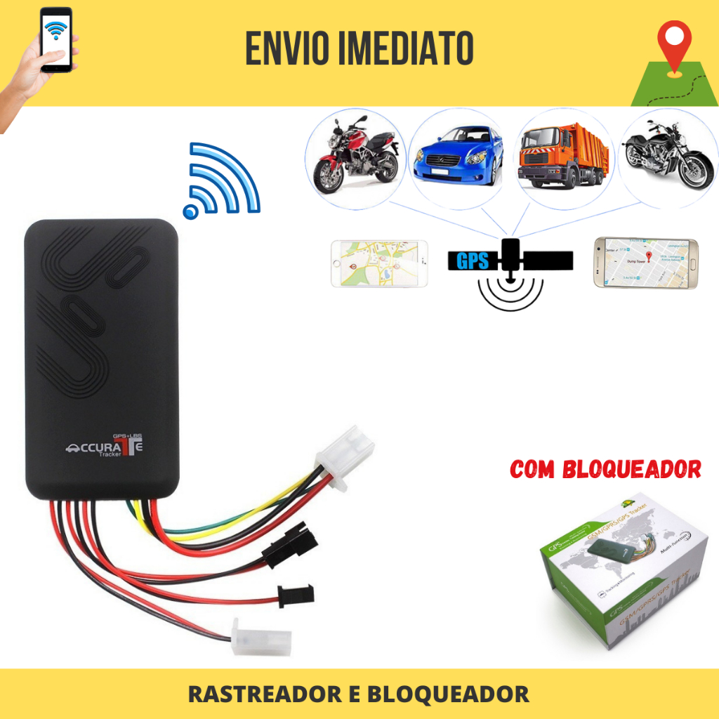 Rastreador Veicular Bloqueador para Carro e Moto GPS GT-06 PROMOÇÃO ...