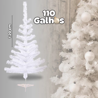 Arvore Natal Branca 120cm 110 Galhos Decoração Pinheiro Premium Luxo