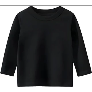 BLUSA LISA MANGA LONGA INFANTIL PRETA 1 AO 14