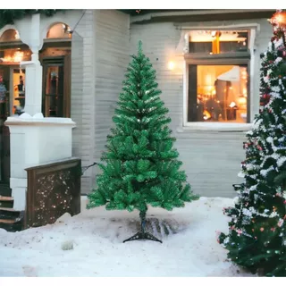 Árvore De Natal Pinheiro Base De Plástico Tradicional 1.50m Com 280 Galhos Verde