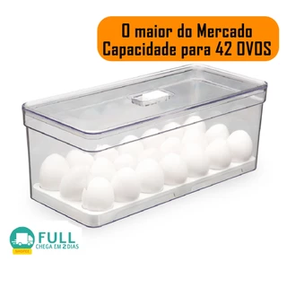Porta Ovos 42un Organizador de Geladeira Com Tampa Bandeja Acrílico