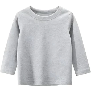 BLUSA CINZA LISA MANGA LONGA INFANTIL 1 AO 14