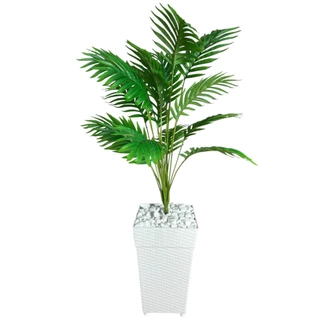 Planta Artificial Palmeira Enfeite E Decoração Casa Sala Escritório Com Vaso Rattan em Oferta na Shopee