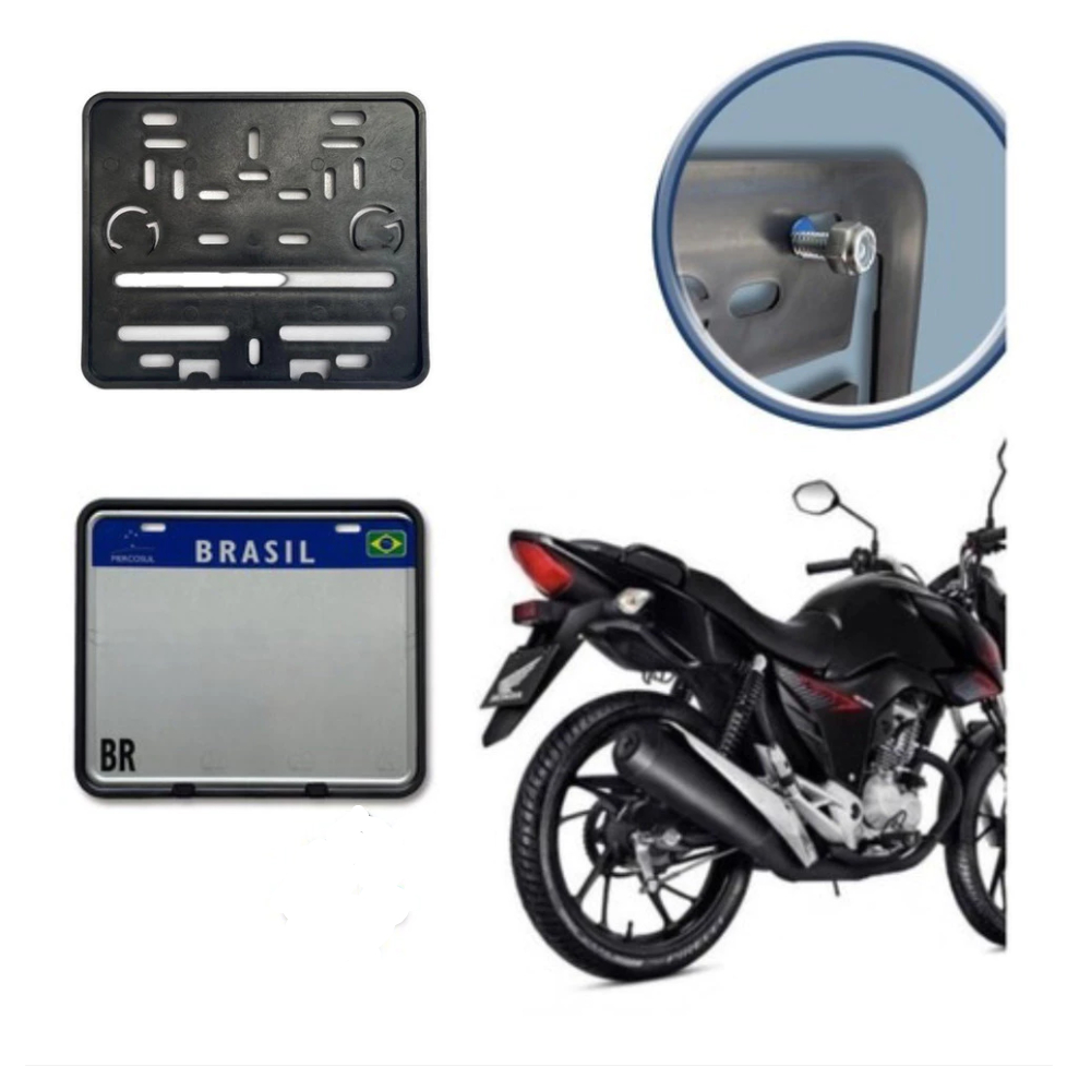Suporte Protetor Placa Moto Mercosul Ganhe O kit para fixação