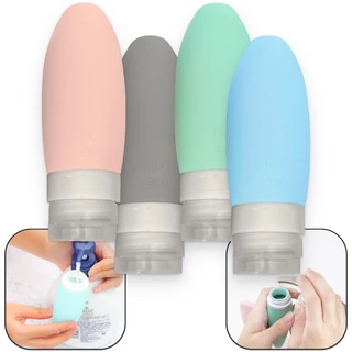Kit Viagem Porta Shampoo Frascos Pote Creme 4 Peças Mala 90ml de Silicone Reutilizável Lavável em Oferta na Shopee