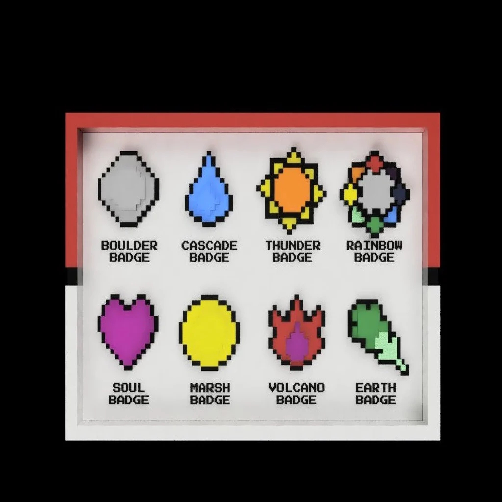 Quadro das Insígnias de Kanto do Pokémon