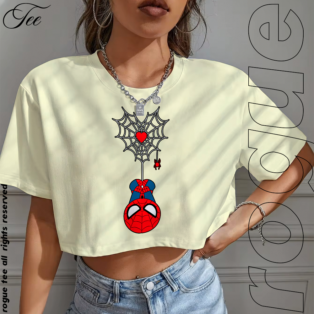 Blusa Cropped OVERSIZED T-shirt Homem Aranha Fofo Spider Web Cute