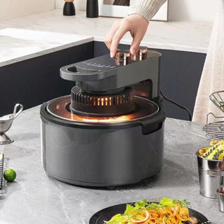 Air Fryer Rotativa Visual 10L Fritadeira Elétrica de Grande Capacidade Forno Temperatura 50-200 ° C