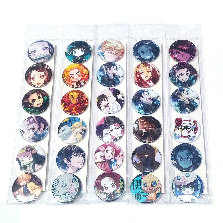 Cartela De Buttons Pins Broche Demon Slayer Com 6 Unidades