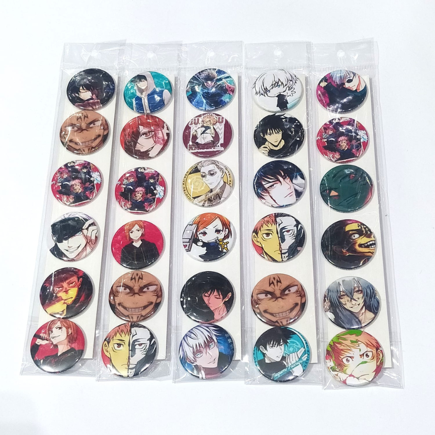 Cartela De Buttons Pins Broche Jujutsu Kaisen Com 6 Unidades Sortidas ...
