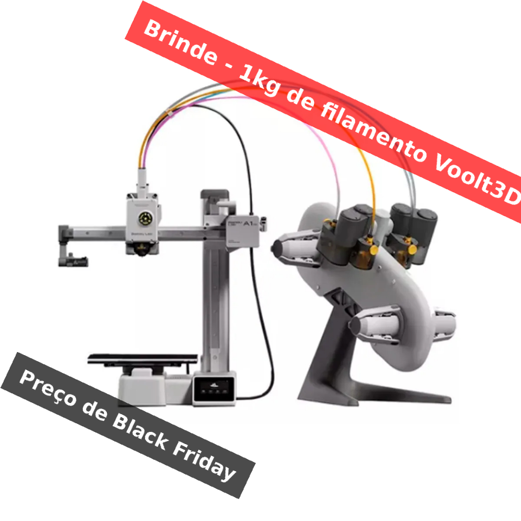 Promoção Black Friday: Impressora 3D - Bambu Lab A1 Mini Combo + 1kg de Filamento Voolt3D (Brinde)