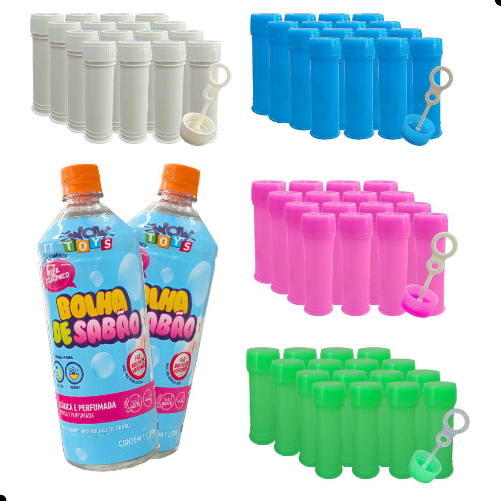 Kit 16 Bolinhas De Sabão Para Personalizar + 1 Refil Bolha 1 L | Shopee ...
