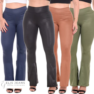 Calça Legging Flare Cirre Leg Boca De Sino Bailarina Brilhosa em Oferta na Shopee