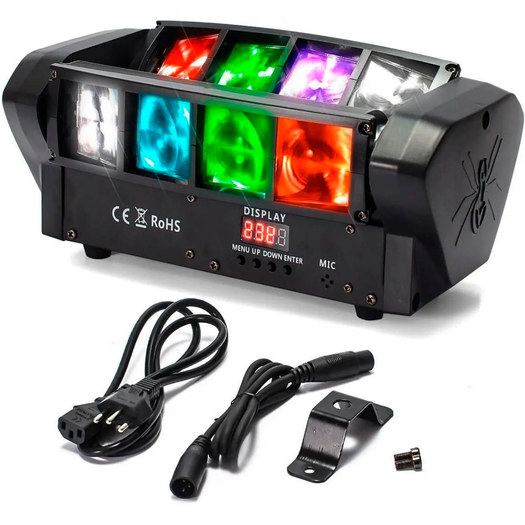 Ribalta Moving Mini Spider Beam 8 Super Leds 5w Rgbw Dmx Profissional ...