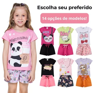 Conjunto Menina Infantil Feminino Verão Tamanho 1 Ao 10 L01