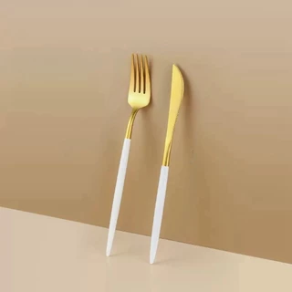 Talheres Dourado de Aço Inox Garfo Colher Faca Colher De Mesa em Oferta na Shopee