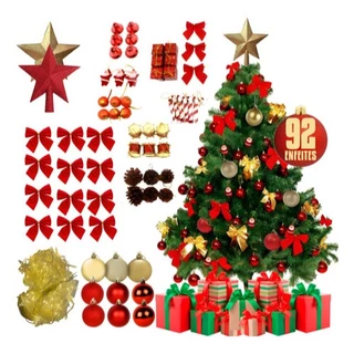 Kit Arvore De Natal 180cm 320 Galhos Cheia Pinheiro + Enfeites Decorações Natalina Premium Luxo