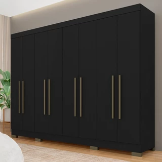 Guarda Roupa Casal 8 Portas 2 Gav Natasha Preto Fosco - Móveis Arapongas