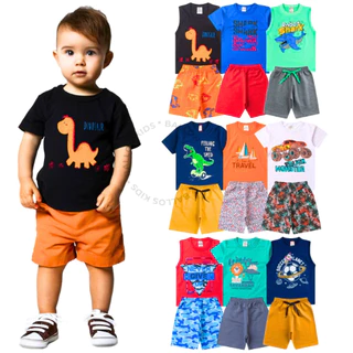 Kit 12 Peças Roupa Infantil Menino Verão Premium 1 ao 14 Conjunto Criança Masculino Lindo Envio Rápido