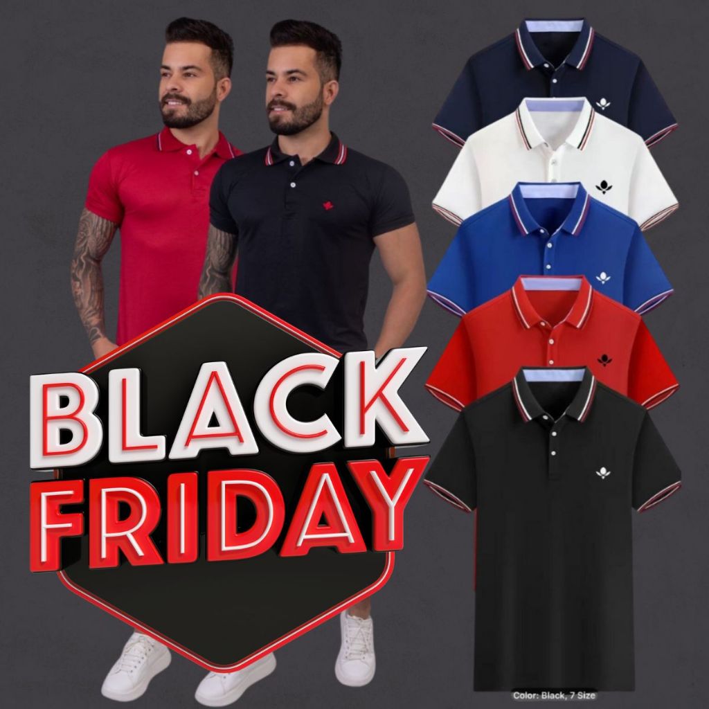 kit 5 camisa gola polo linha premium masculina moda