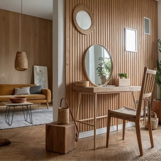 Papel de Parede 3D Adesivo para Sala Quarto Ripado Autocolante Amadeirado