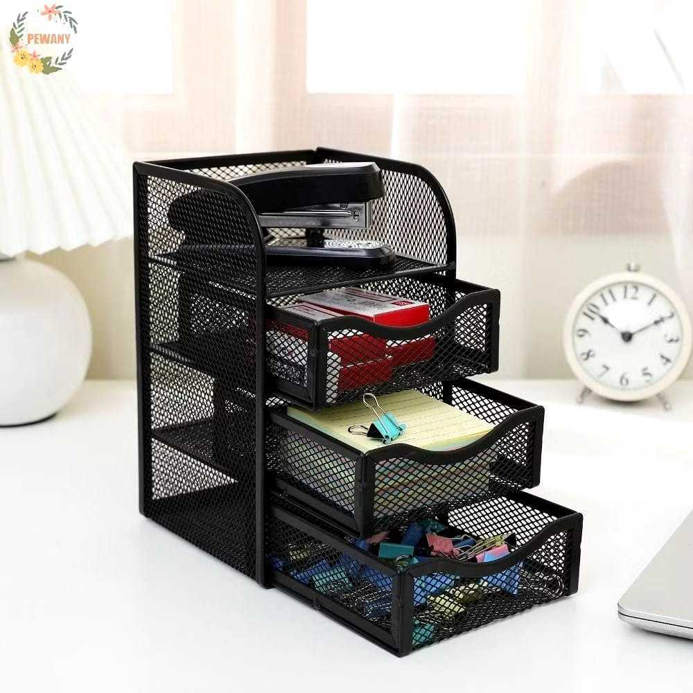 Organizador De Mesa Com 3 Gavetas, Malha Metálica, Antiderra | Shopee ...