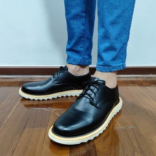 Sapato Casual Oxford Derby Tratorado Super Leve E Macio Preto Festa Casamentos Formaturas