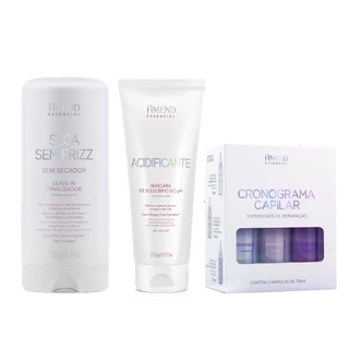 Amend KIT Seca Sem Frizz Leave-in 180g + Máscara Acidificante 250g + Cronograma Capilar 3X14ml em Oferta na Shopee