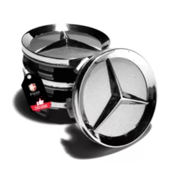 Kit 4 Center Cap Calotinha De Roda 55mm Krmai Mercedes Prata | Shopee ...