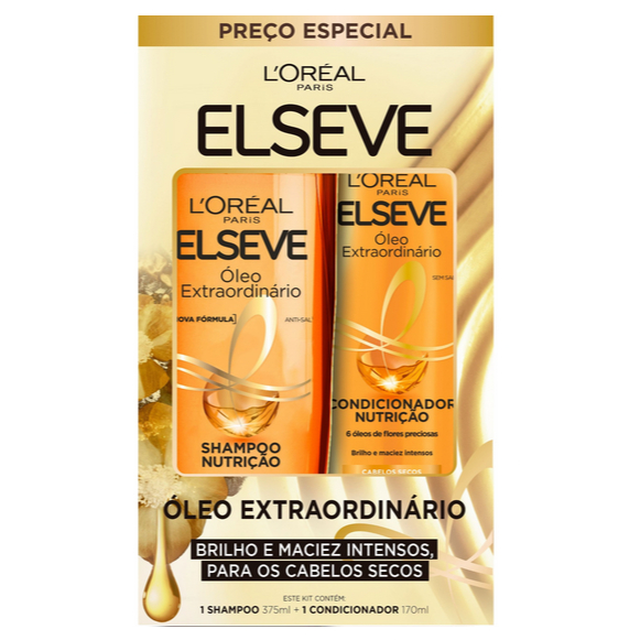 KIT ELSEVE 1 SHAMPOO NUTRIÇÃO 375ML + 1 CONDICIONADOR OLEO ...